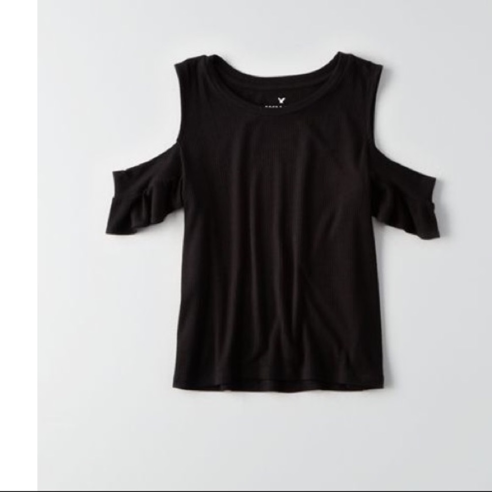 AE Soft and Sexy Ribbed Flutter Cold Shoulder